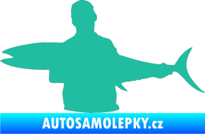 Samolepka Rybář 006 levá tyrkysová
