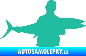 Samolepka Rybář 006 pravá tyrkysová