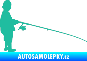 Samolepka Rybář 009 pravá tyrkysová