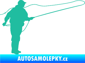 Samolepka Rybář 013 pravá tyrkysová