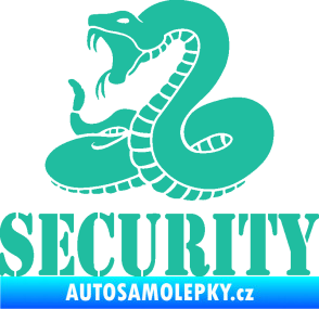 Samolepka Security hlídáno - levá had tyrkysová