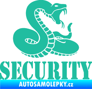 Samolepka Security hlídáno - pravá had tyrkysová