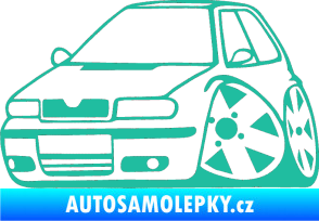 Samolepka Škoda Felicia karikatura levá tyrkysová