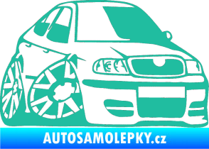 Samolepka Škoda Octavia karikatura pravá tyrkysová