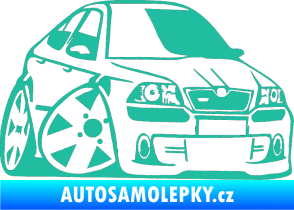Samolepka Škoda Octavia RS karikatura pravá tyrkysová