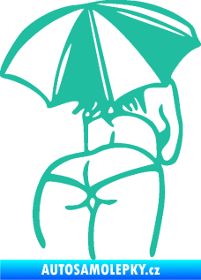 Samolepka Slečna s deštníkem pravá tyrkysová