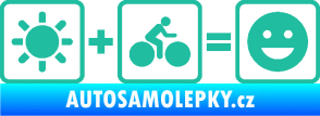 Samolepka Slunce + kolo = veselý smajlík vyjížďka na kole tyrkysová