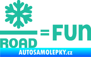 Samolepka Snow road fun nápis s vločkou tyrkysová