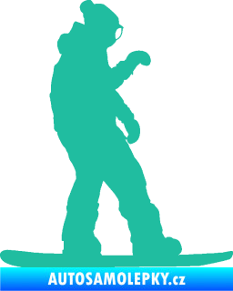 Samolepka Snowboard 028 pravá tyrkysová