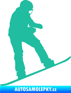 Samolepka Snowboard 030 pravá tyrkysová