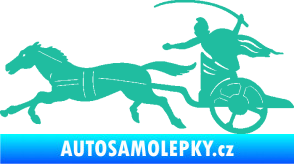 Samolepka Sparťanský bojovník 001 levá bojový vůz s koněm tyrkysová