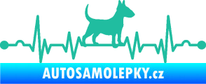 Samolepka Srdeční tep 008 pravá pes bulteriér tyrkysová