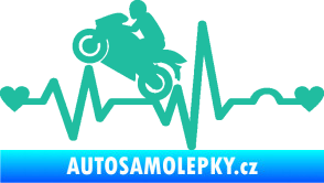 Samolepka Srdeční tep 013 levá motorkář tyrkysová