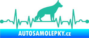 Samolepka Srdeční tep 014 pravá německý ovčák tyrkysová