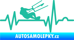 Samolepka Srdeční tep 038 pravá kiteboarding tyrkysová
