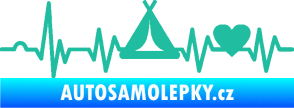 Samolepka Srdeční tep 039 pravá kempování tyrkysová
