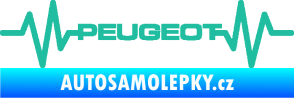 Samolepka Srdeční tep 053 Peugeot tyrkysová
