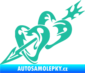 Samolepka Srdíčka 001 levá se šípem tyrkysová