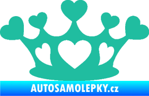 Samolepka Srdíčka korunka tyrkysová