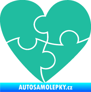 Samolepka Srdíčko 018 pravá puzzle tyrkysová
