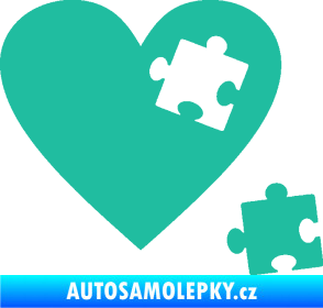 Samolepka Srdíčko 022 pravá vypadlý puzzlík tyrkysová