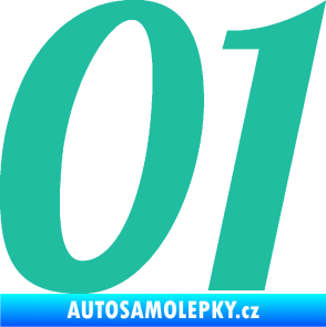 Samolepka Startovní číslo 01 typ 3 tyrkysová