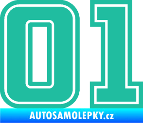 Samolepka Startovní číslo 01 typ 5 tyrkysová