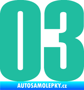 Samolepka Startovní číslo 03 typ 2   tyrkysová
