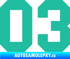 Samolepka Startovní číslo 03 tyrkysová