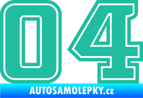 Samolepka Startovní číslo 04 typ 5 tyrkysová