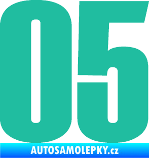 Samolepka Startovní číslo 05 typ 2 tyrkysová