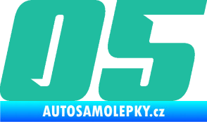 Samolepka Startovní číslo 05 typ 6 tyrkysová