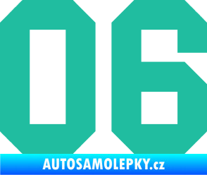 Samolepka Startovní číslo 06 tyrkysová