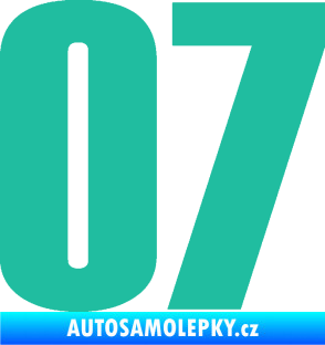 Samolepka Startovní číslo 07 typ 2   tyrkysová