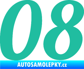Samolepka Startovní číslo 08 typ 3 tyrkysová