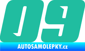 Samolepka Startovní číslo 09 typ 6 tyrkysová