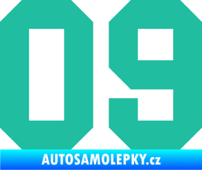 Samolepka Startovní číslo 09 tyrkysová