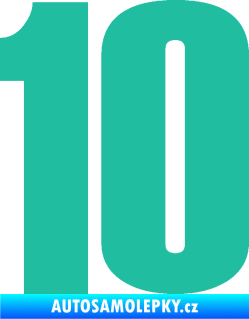Samolepka Startovní číslo 10 typ 2    tyrkysová