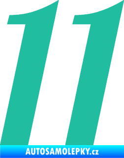 Samolepka Startovní číslo 11 typ 3   tyrkysová