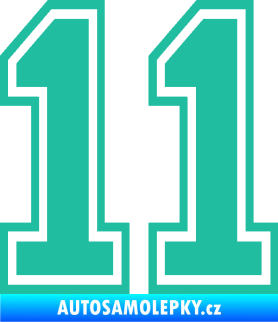 Samolepka Startovní číslo 11 typ 4 tyrkysová