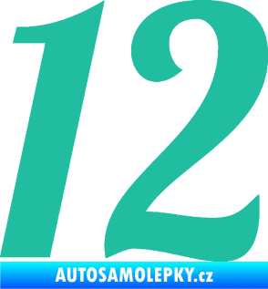 Samolepka Startovní číslo 12 typ 3    tyrkysová