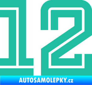 Samolepka Startovní číslo 12 typ 7 tyrkysová