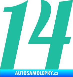 Samolepka Startovní číslo 14 typ 3      tyrkysová