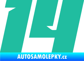 Samolepka Startovní číslo 14 typ 6 tyrkysová