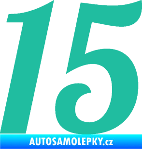 Samolepka Startovní číslo 15 typ 3      tyrkysová
