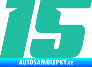 Samolepka Startovní číslo 15 typ 6 tyrkysová