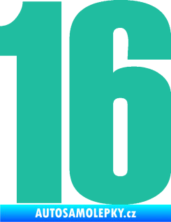 Samolepka Startovní číslo 16 typ 2   tyrkysová