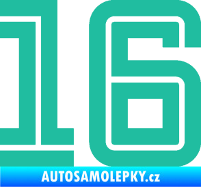 Samolepka Startovní číslo 16 typ 7 tyrkysová