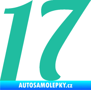 Samolepka Startovní číslo 17 typ 3        tyrkysová