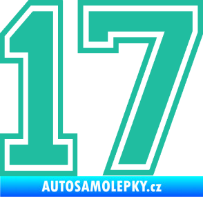 Samolepka Startovní číslo 17 typ 4 tyrkysová
